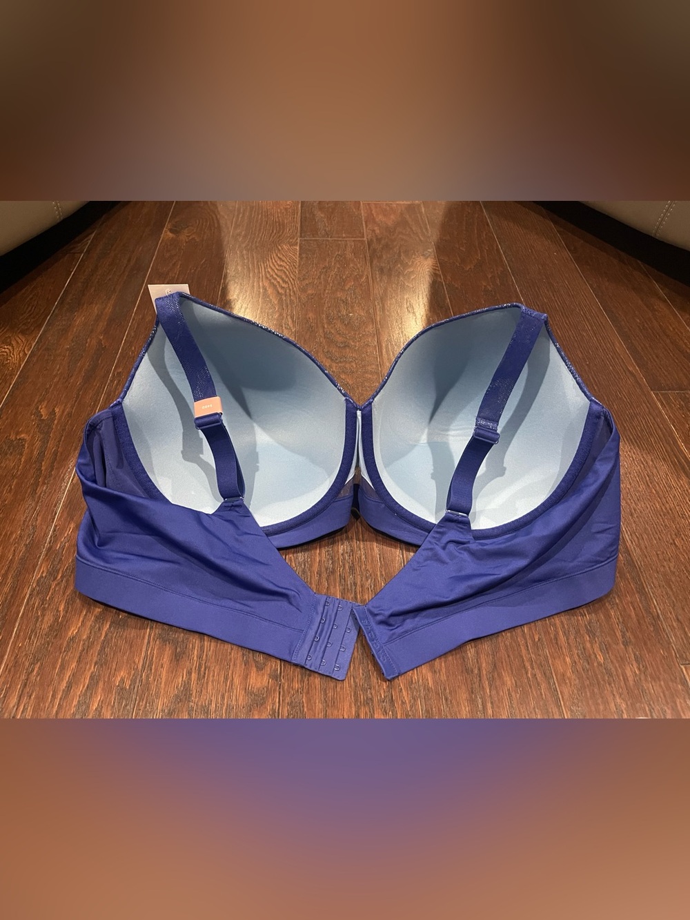 Cacique Bra Blue Lace Lightly Lined Full Coverage Comfort Bliss Size 54DD NEW - Picture 5 of 7